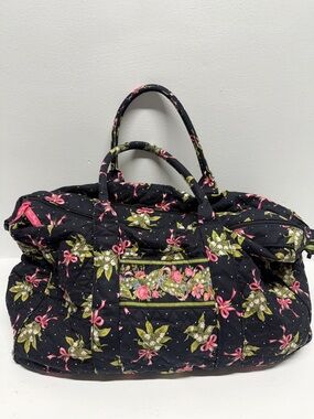 Vera Bradley Duffle Gym Bag Travel Weekender Overnight New Hope Floral Black